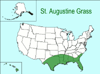 St. Augustine Grass zone of adaptation map